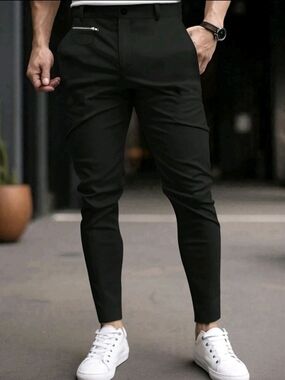 Men's Slim Fit Black Ankle Pants (16)